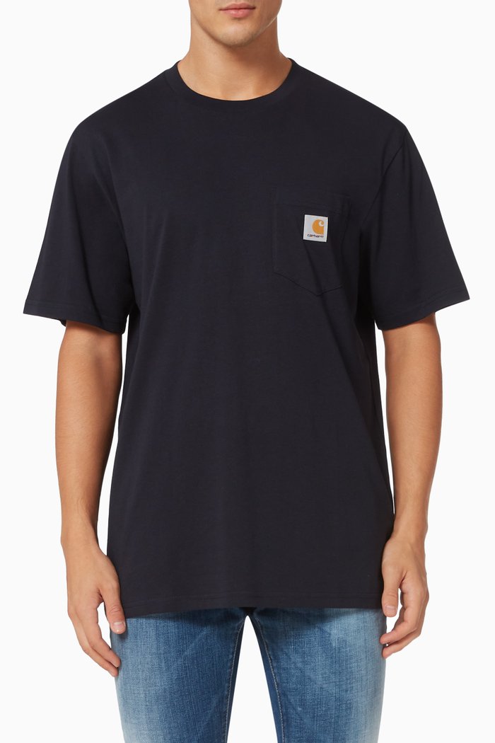 

Logo Patch Pocket Cotton T-Shirt, Blue
