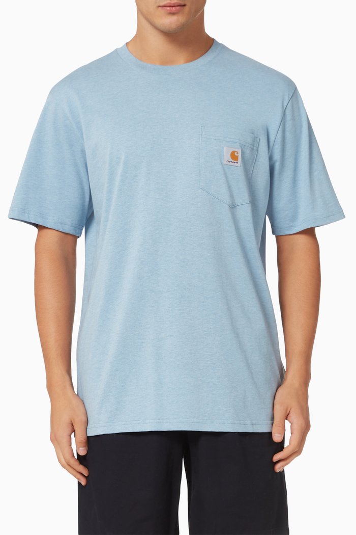 

Logo Patch Pocket Cotton T-Shirt, Blue