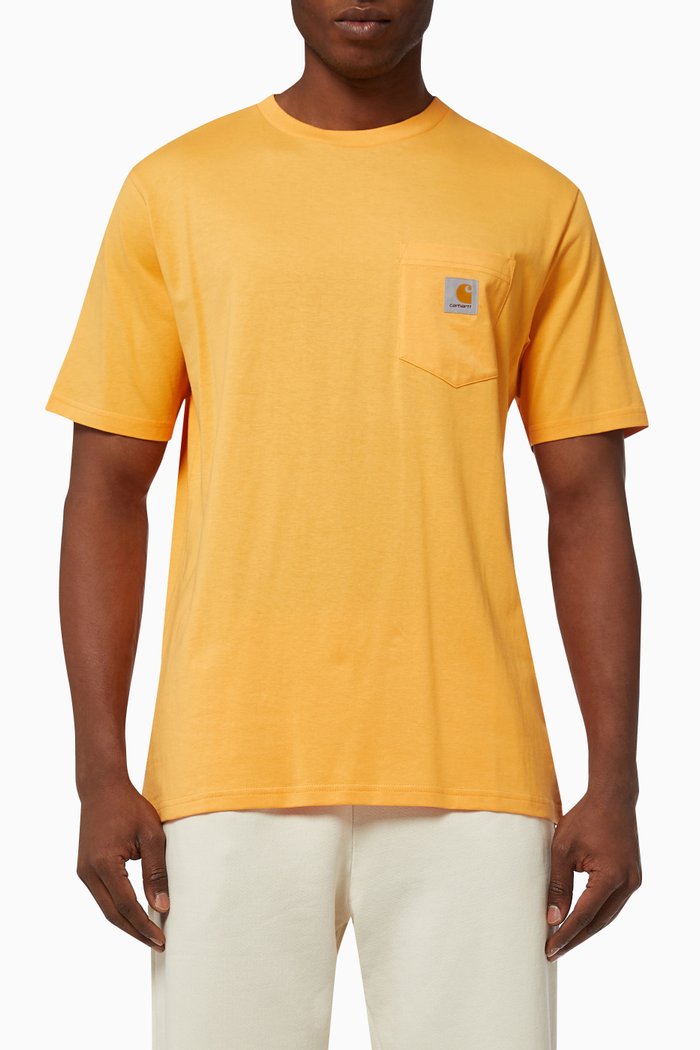 

Logo Patch Pocket Cotton T-Shirt, Orange