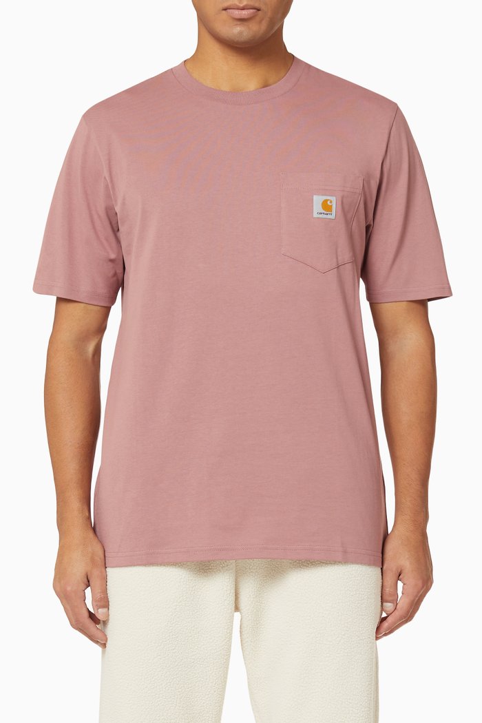 

Logo Patch Pocket Cotton T-Shirt, Pink