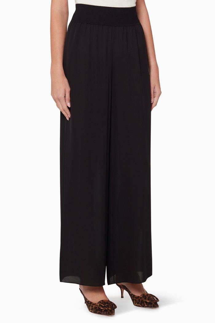 

High-Rise Silk Pants, Black