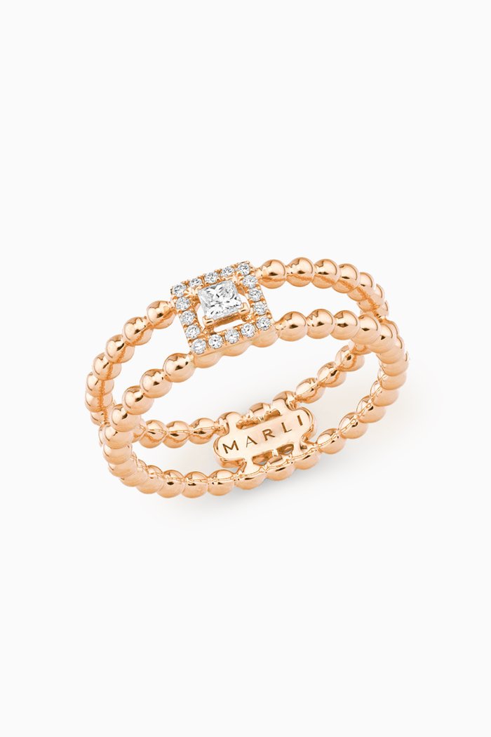 

Rock Square Diamond Cuff Ring in 18kt Rose Gold
