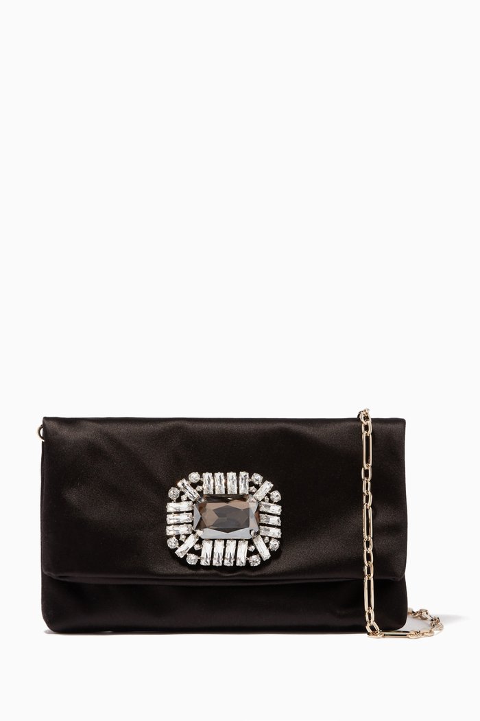 

Titania Jewelled Satin Clutch Bag, Black