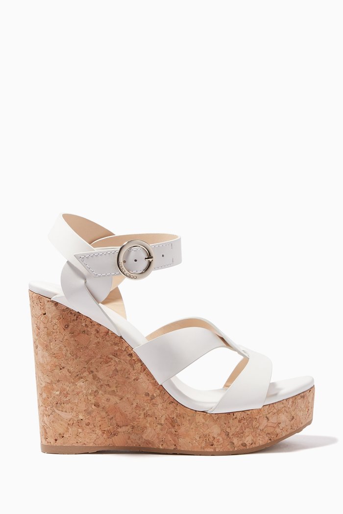 

Aleili Leather Wedge Sandals, Neutral