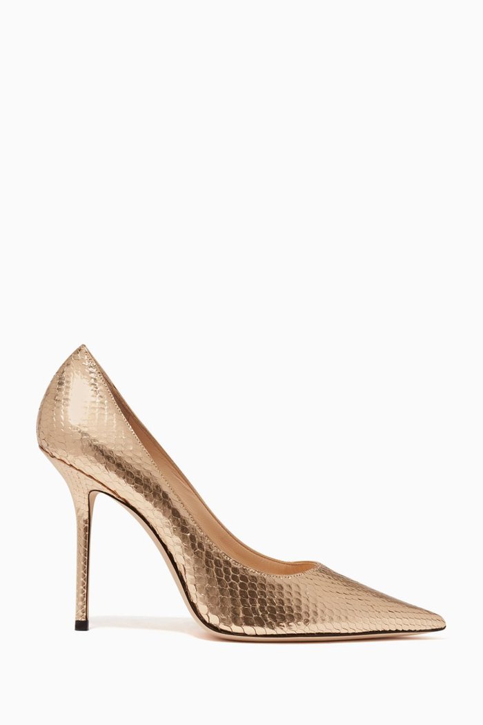 

Love 100 Metallic Leather Pumps, Gold