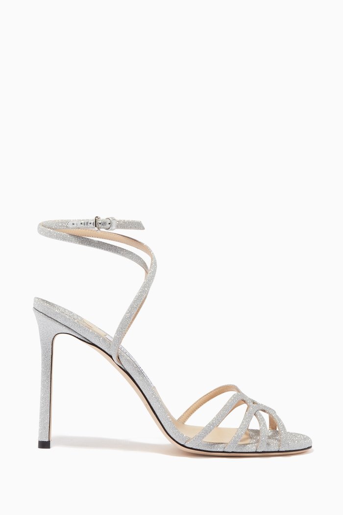 

Mimi 100 Glitter Wrap-Around Sandals, Silver
