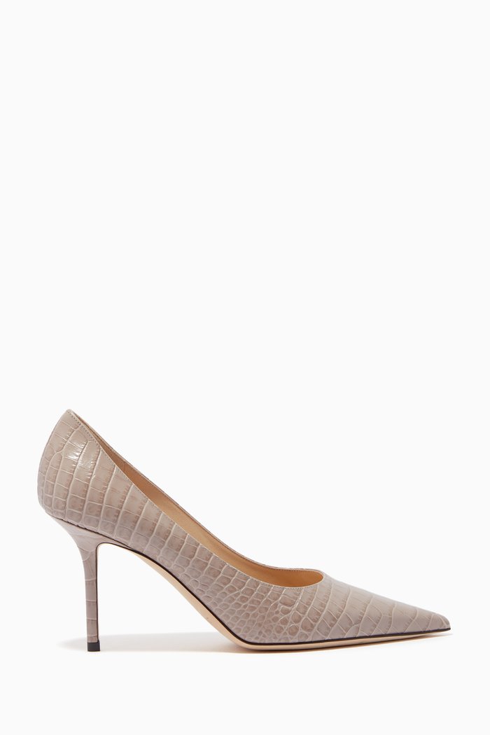 

Love 85 Pumps in Crocodile-Embossed Leather, Brown