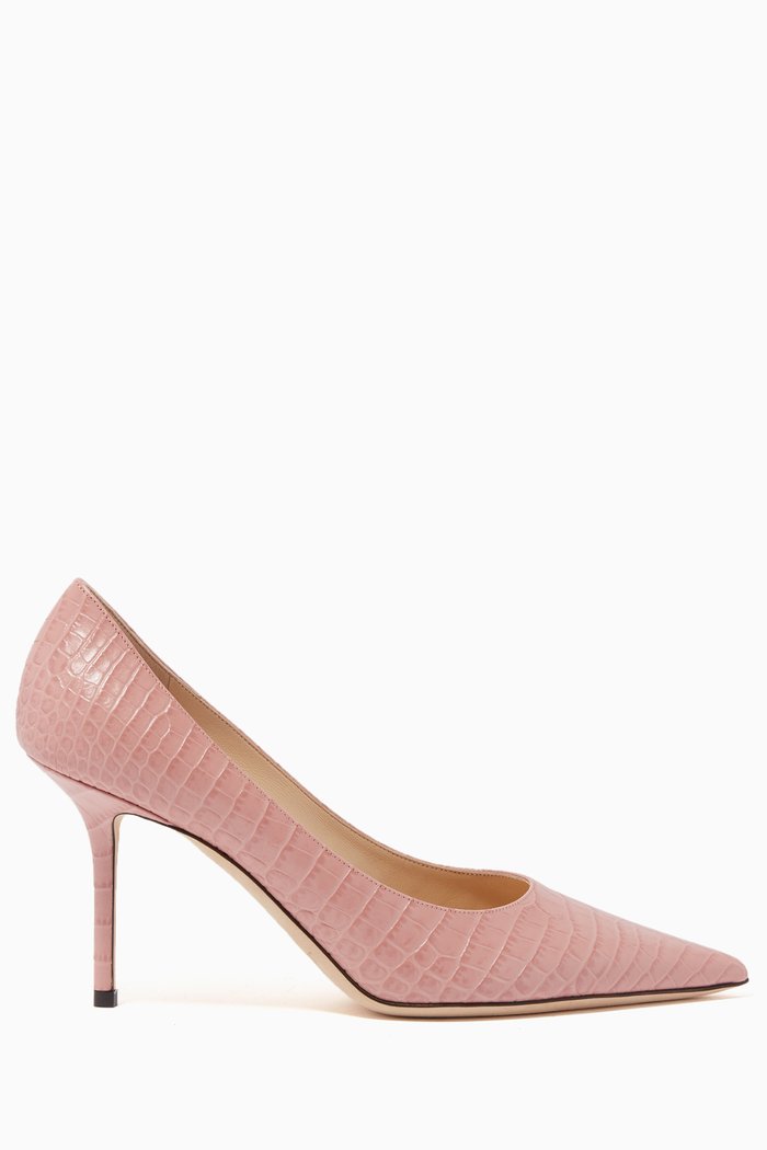 

Love 85 Crocodile-Embossed Leather Pumps, Neutral