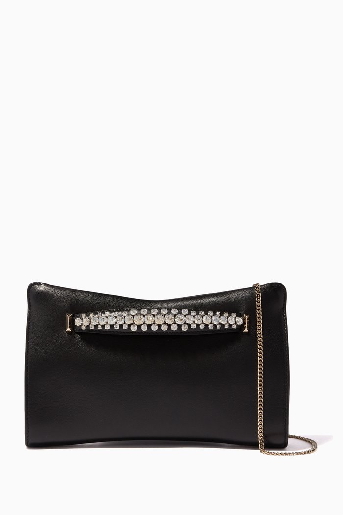 Venus Leather Clutch Bag, Black