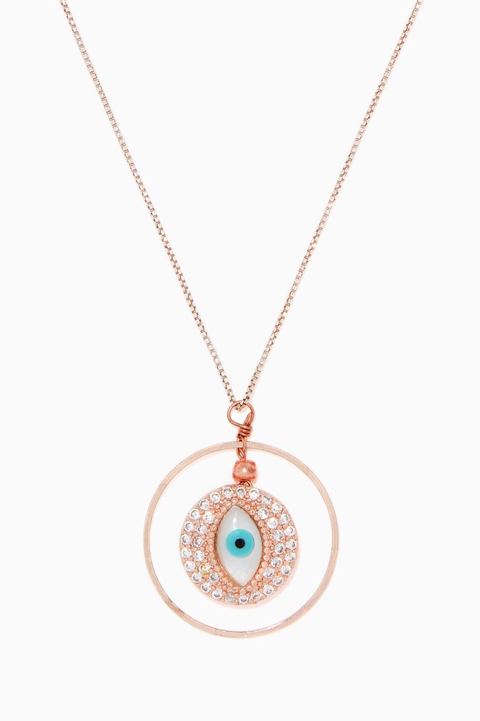 

Evil-Eye Cubic Zirconia Necklace, Rose gold