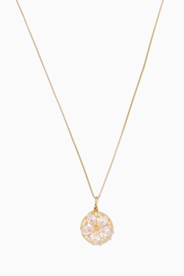 

Embedded Flower Necklace, Gold