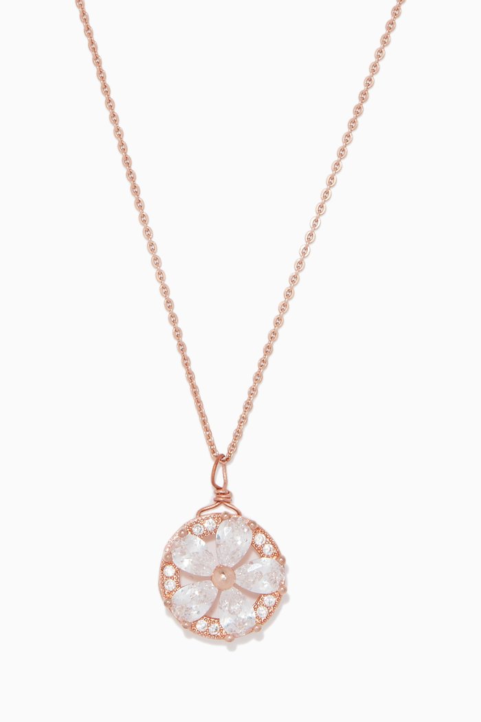 Embedded Flower Necklace, Rose gold