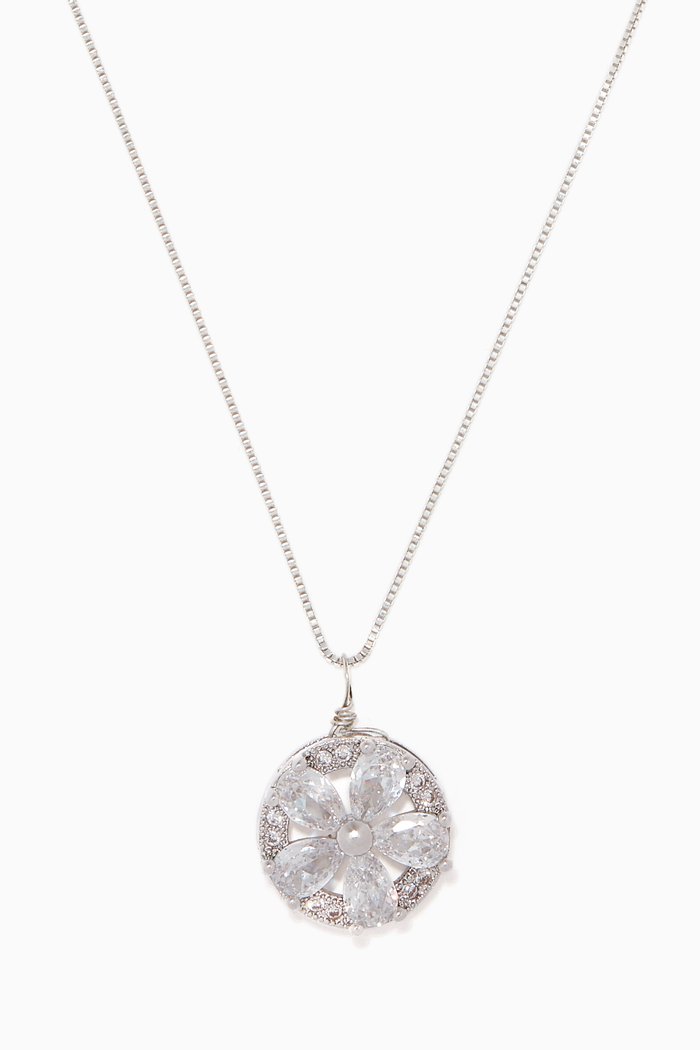 

Embedded Flower Necklace, Silver
