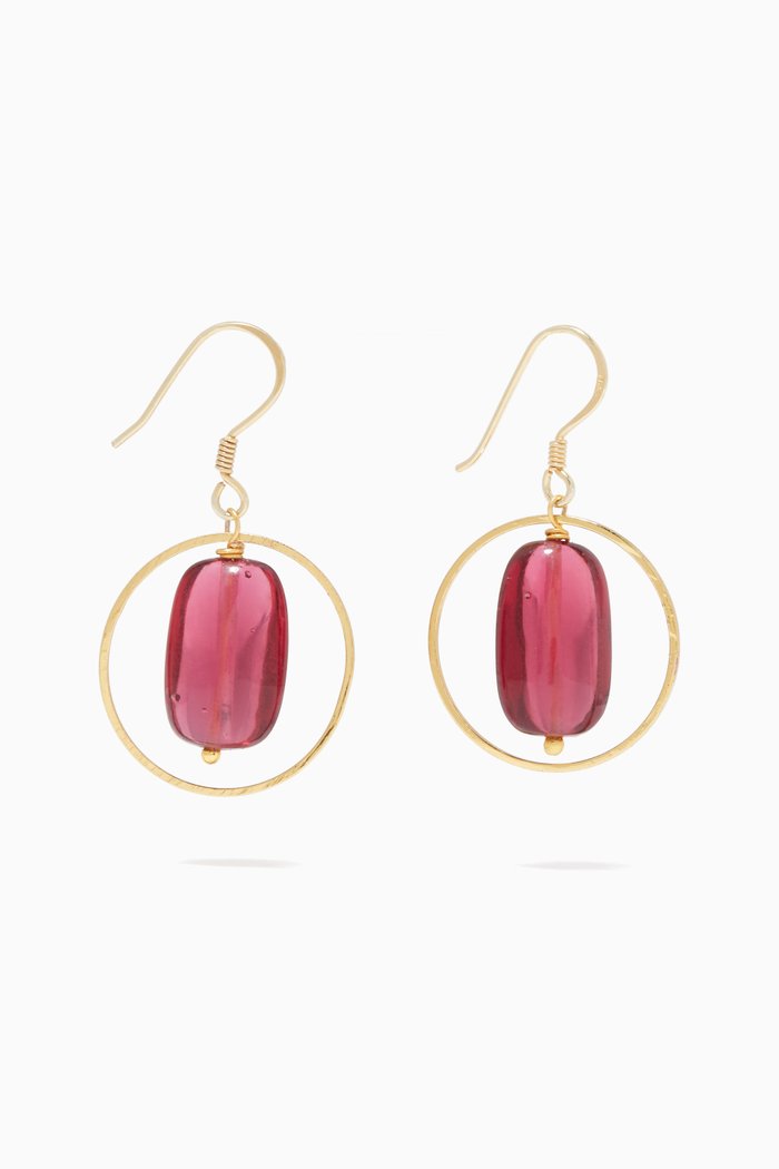 Tumble Stone Geometric Earrings, Gold
