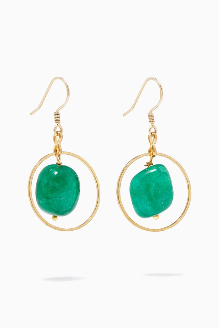 

Tumbled Stone Geometric Earrings, Gold