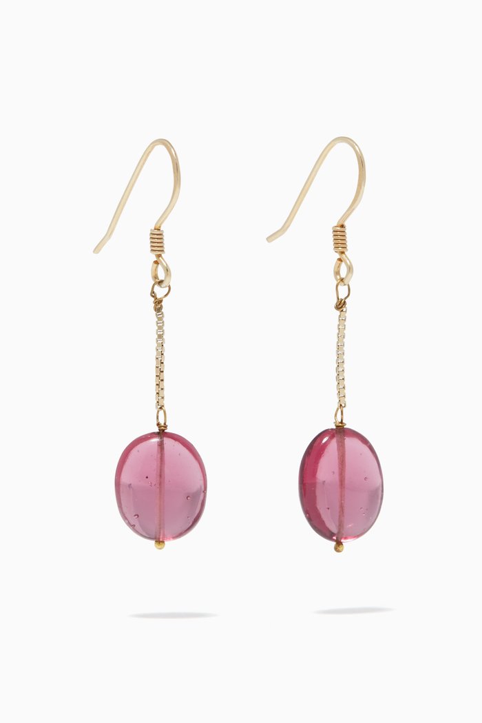 

Pink Tumble Stone Earrings, Gold
