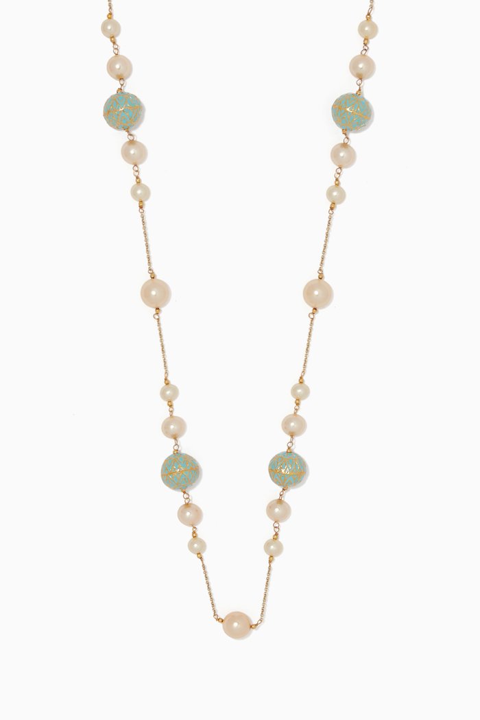 Nyla Cream Pearl Necklace, Gold