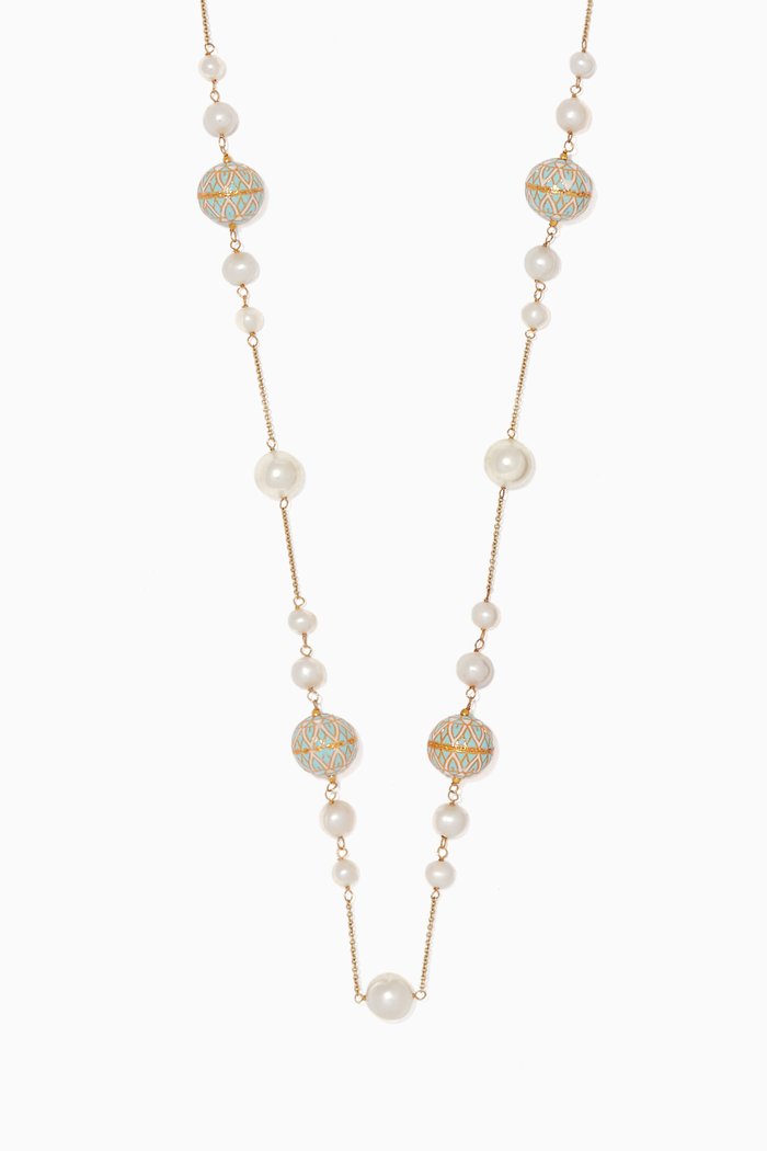

Nyla White Pearl Necklace, Gold