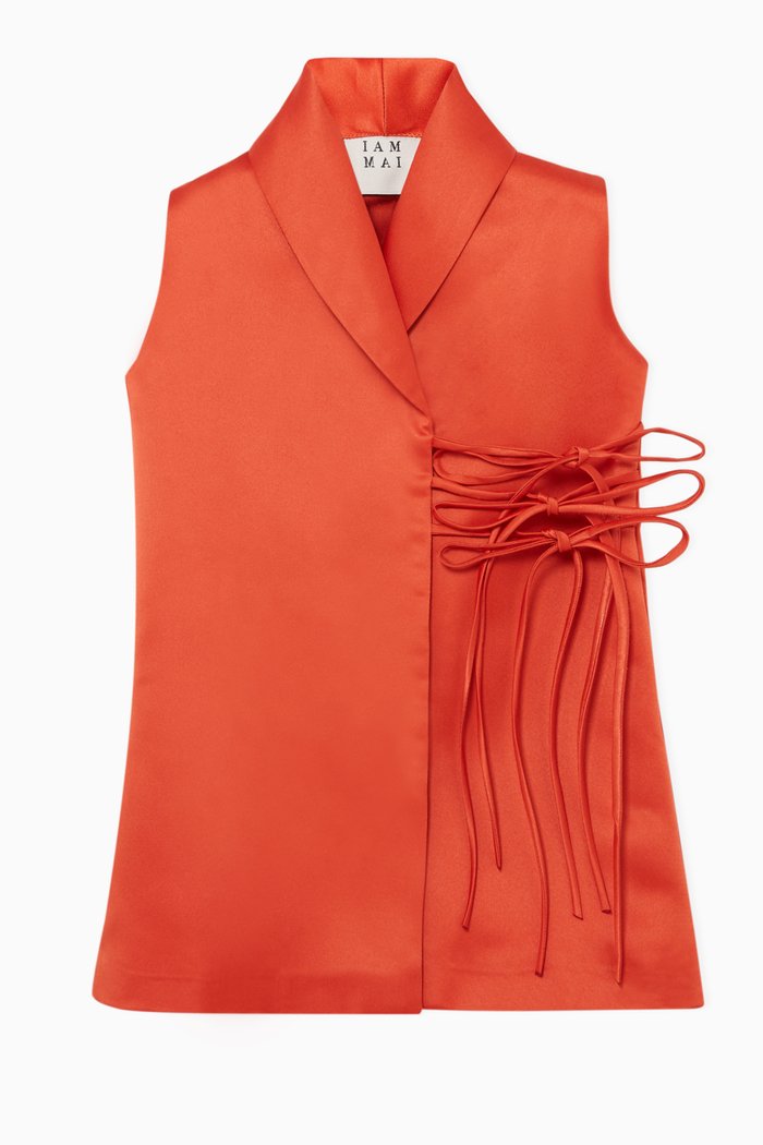 

Sleeveless Bow String Dress, Orange
