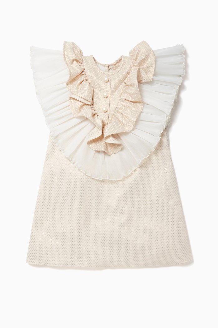 

Jacquard Ruffled Dress, Gold