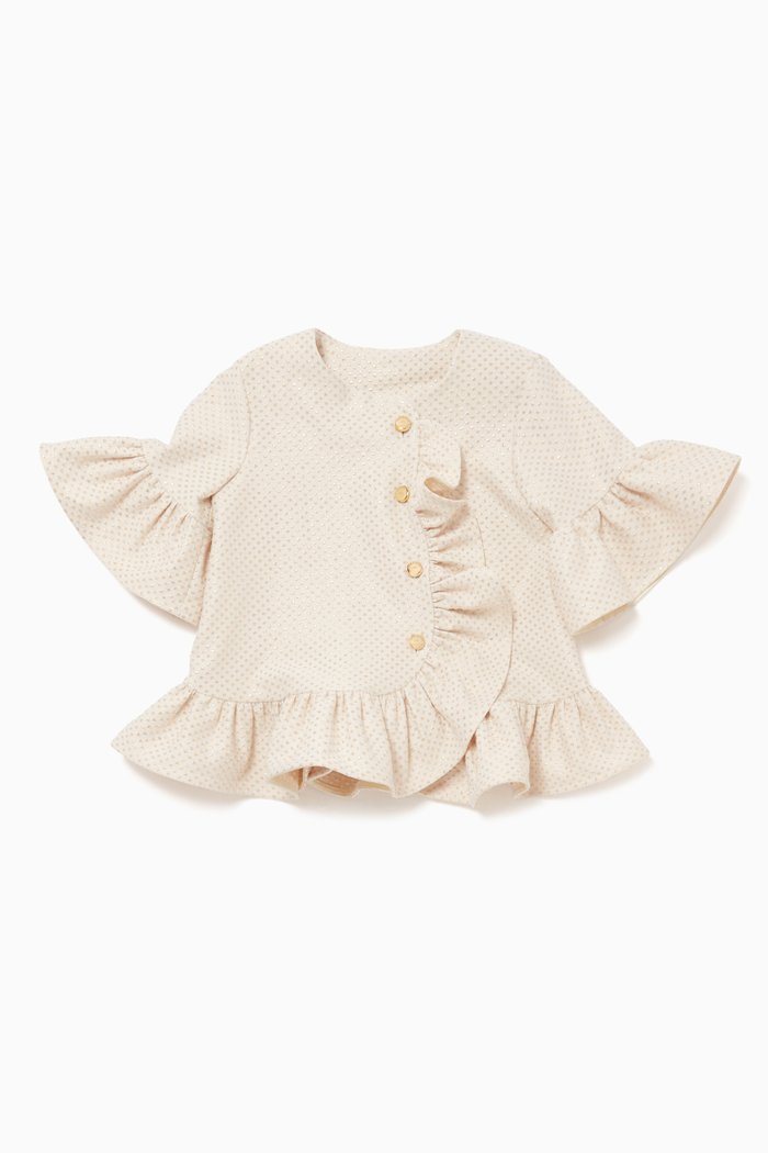 

Ruffled-Trim Blouse, Gold