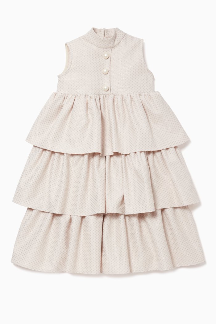 

Tiered Jacquard Dress, Pink