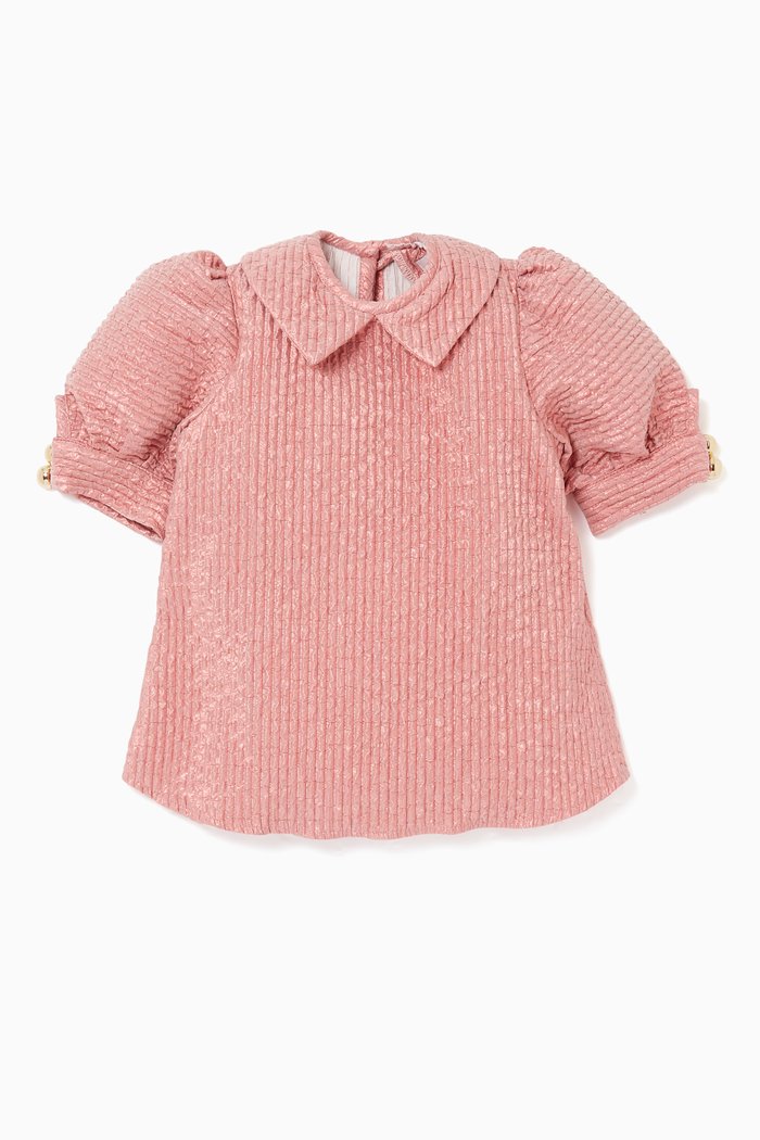 

Scooped-Hem Blouse, Pink