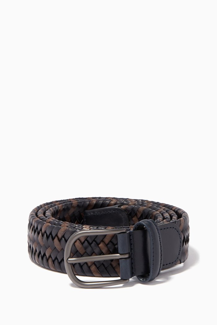 

Woven Leather Belt, Brown