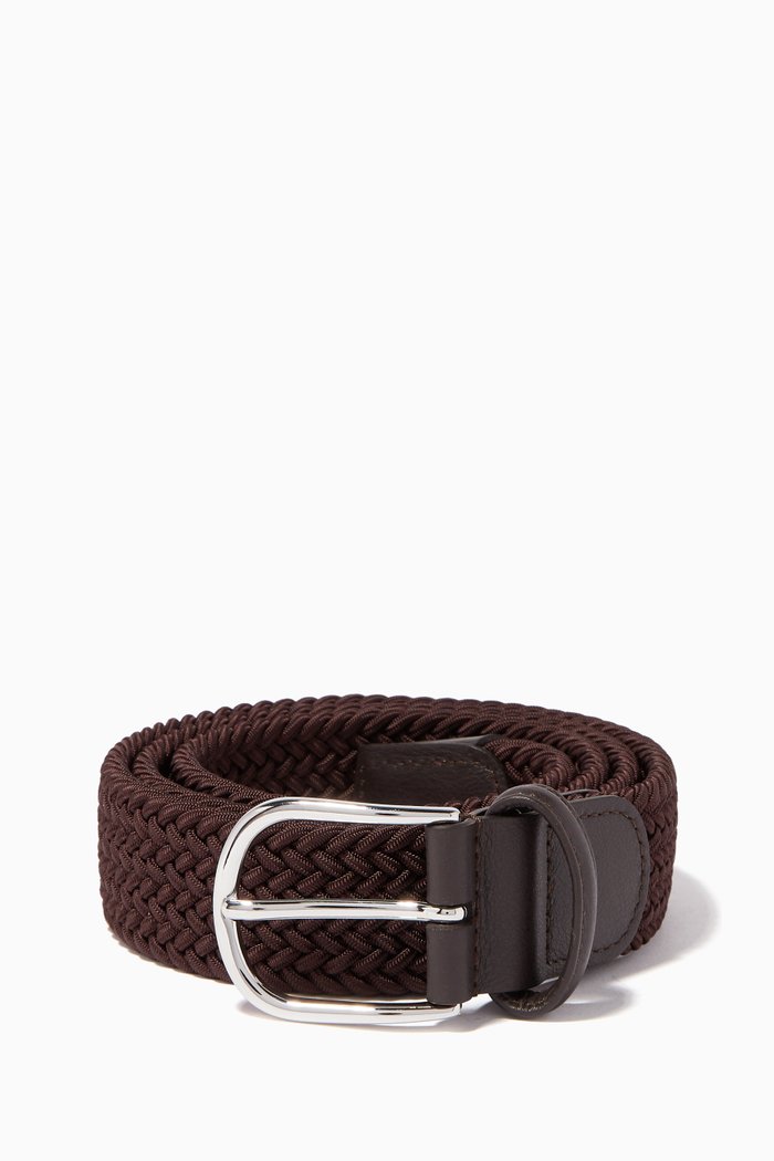 

Woven Braided Belt, Brown