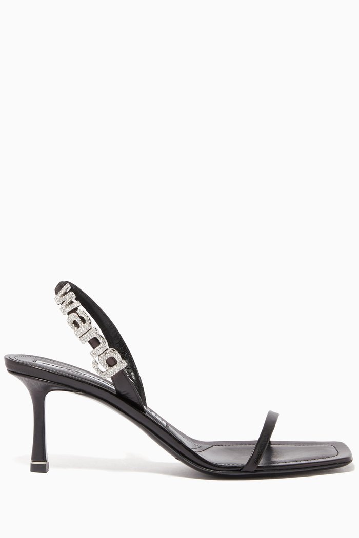 

Ivy Crystal Logo Slingback Sandals, Black