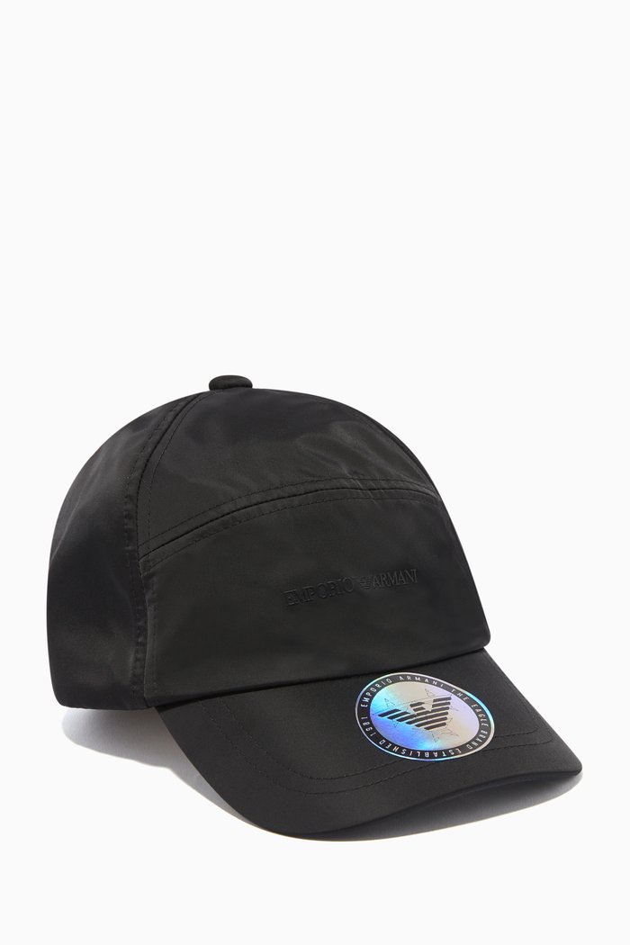 

Reflective Logo-Print Baseball Cap, Black