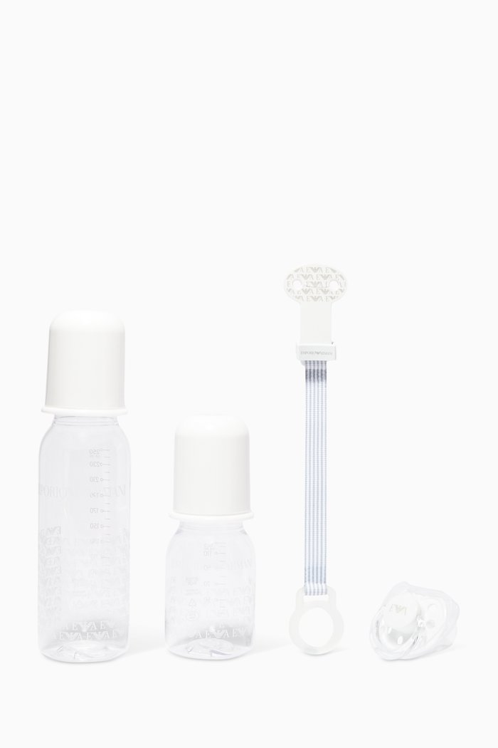 

Logo-Print Baby Bottle & Pacifier Set, White