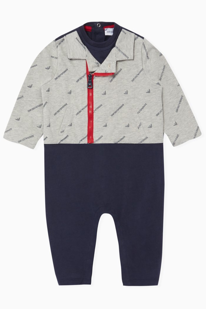 

Two-Tone Logo-Print Jumpsuit, Grey