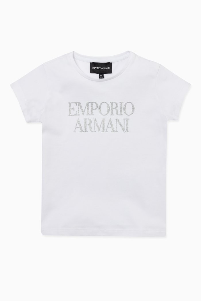 Glitter Logo Print T-Shirt, White