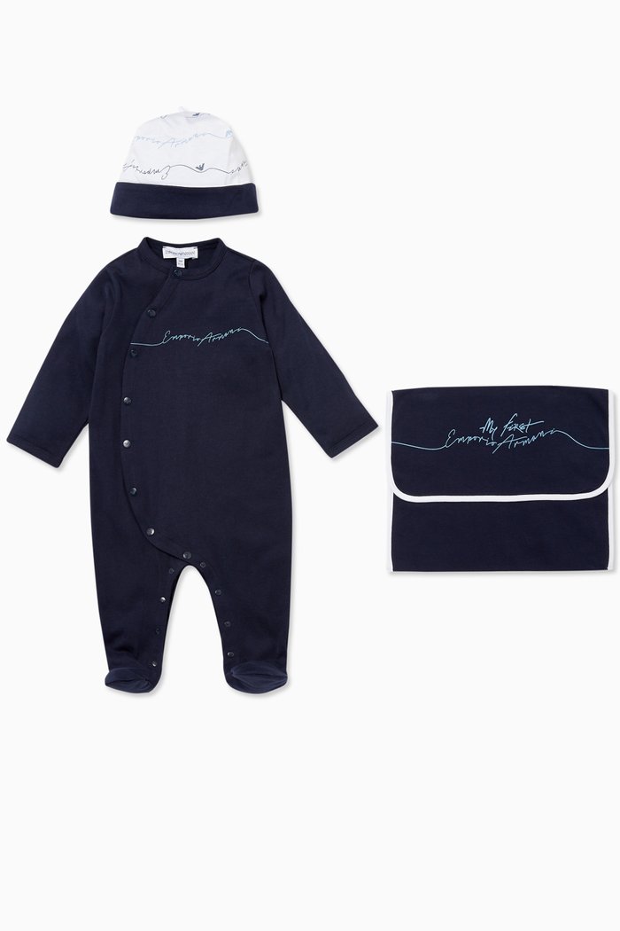

My First Armani Bodysuit & Hat Set, Blue
