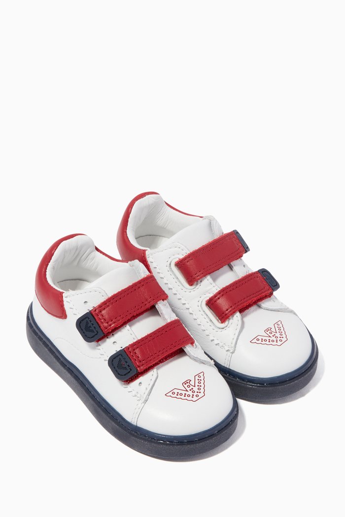 

Double Strap Leather Sneakers, White