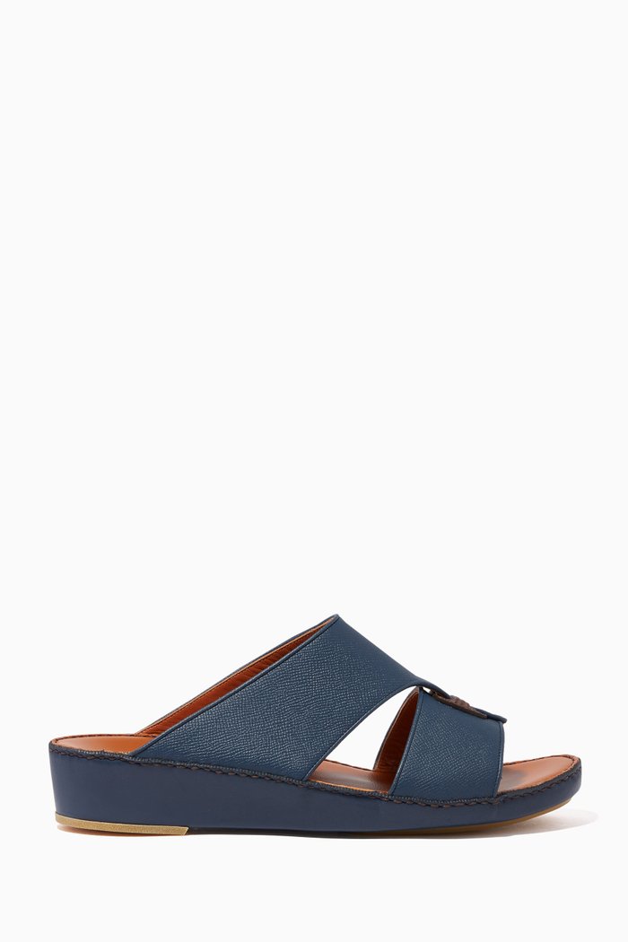 

Heritage Calf Lizard Sandals, Blue