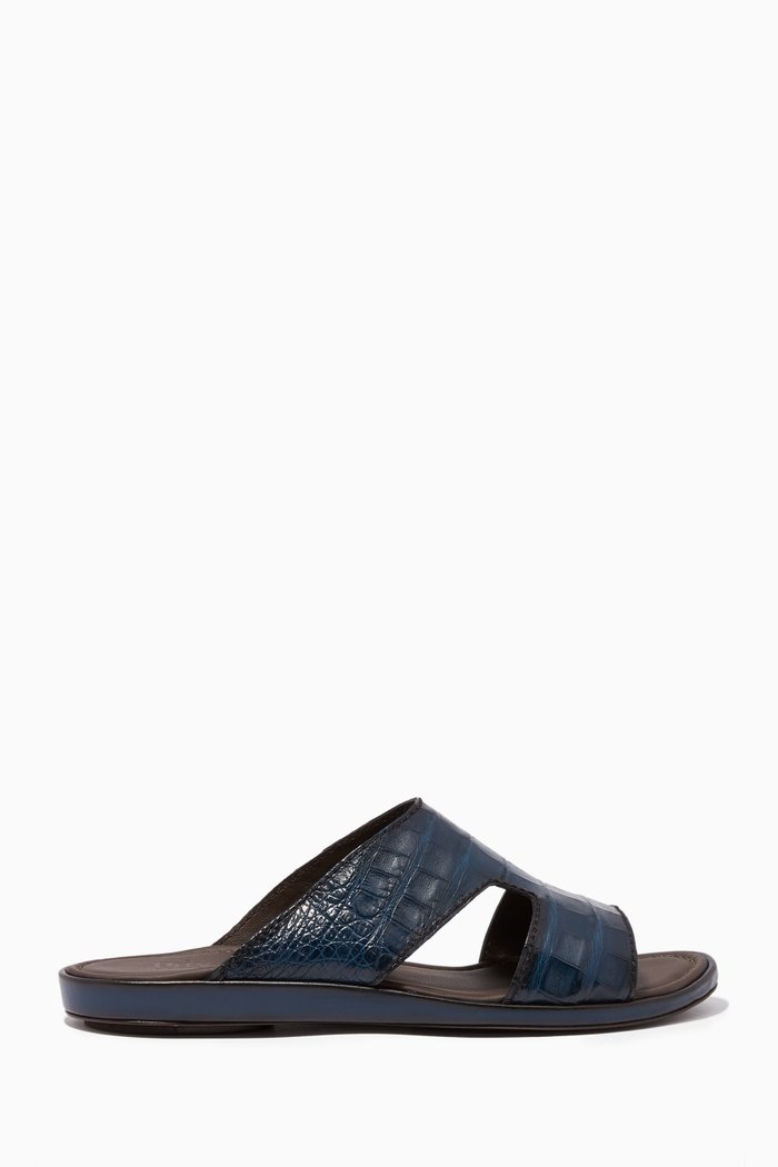 

Western Arca Crocodile Sandals, Blue