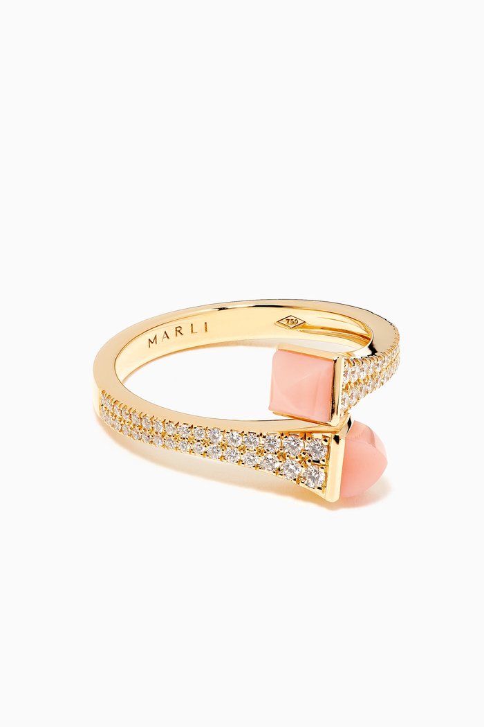 

Cleo Diamond Wrap Ring with Pink Opal in 18kt Yellow Gold