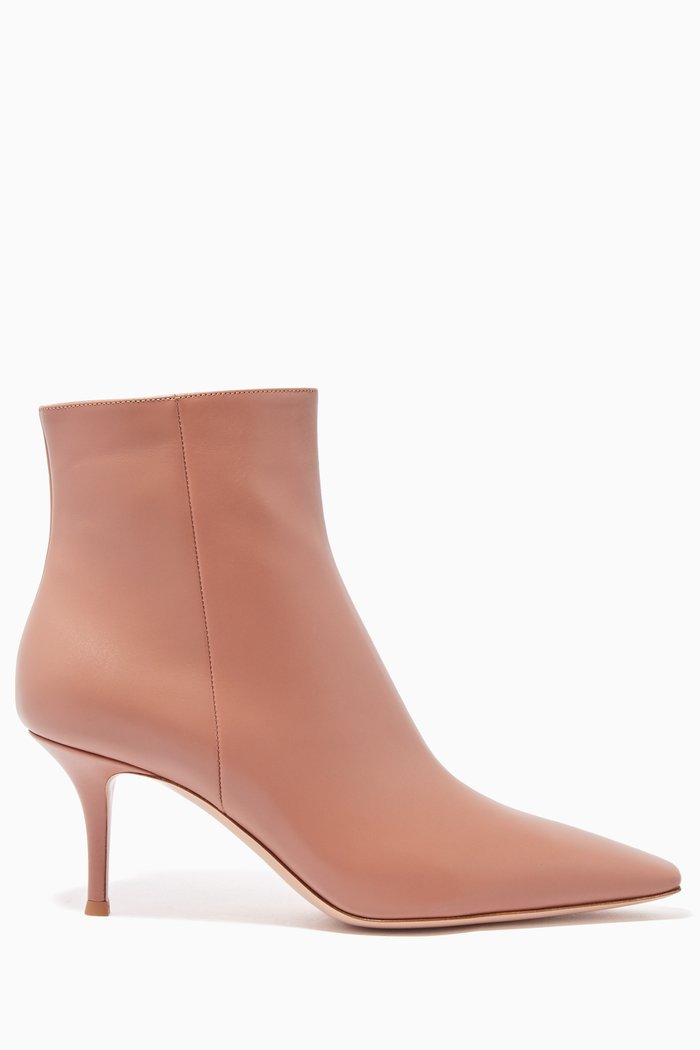 

Square Toe Leather Booties, Neutral