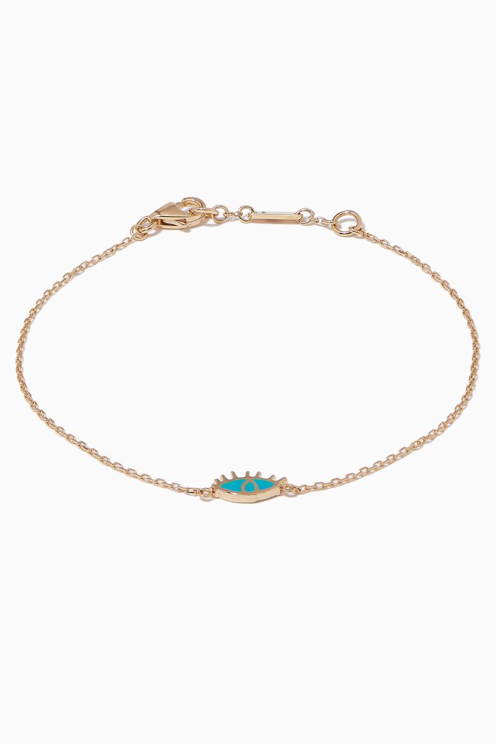

Yellow Gold & Turquoise Enamel Eye Bracelet