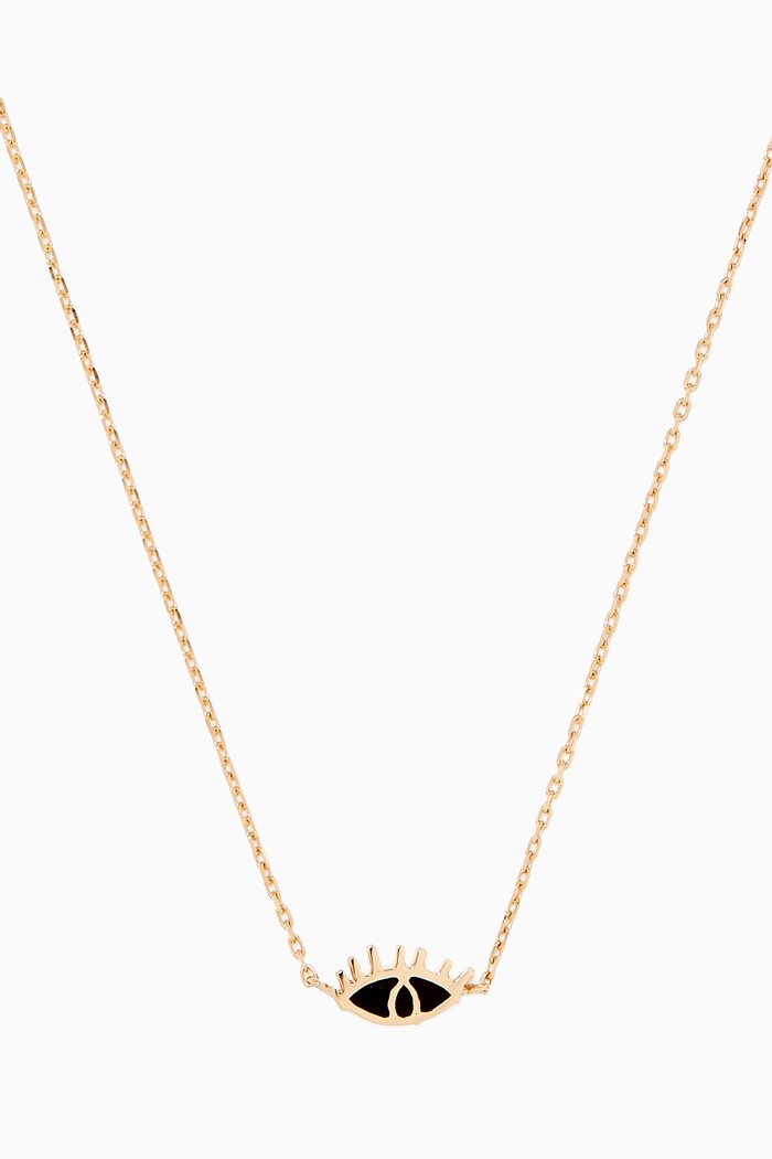 Yellow Gold & Black Enamel Eye Necklace