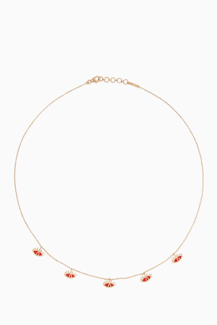 

Yellow-Gold & Red-Enamel Eye Charm Necklace