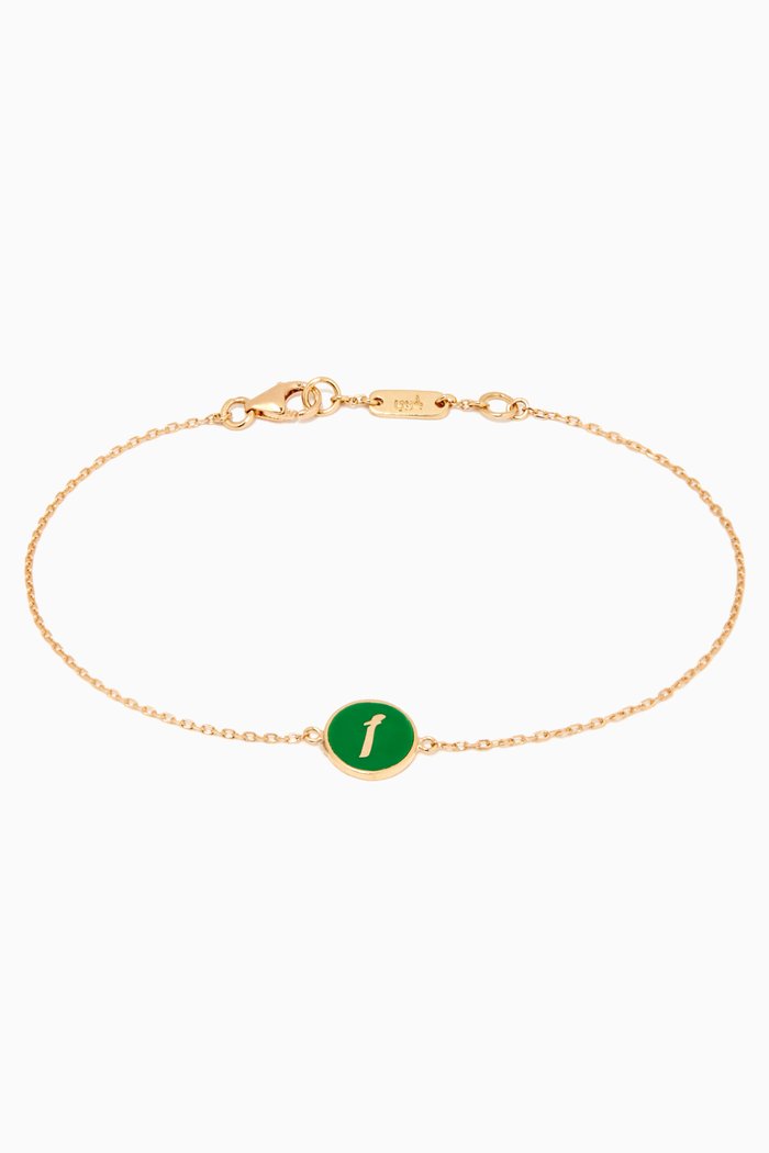 

Round "Alef" Bracelet in 18kt Yellow Gold, Green