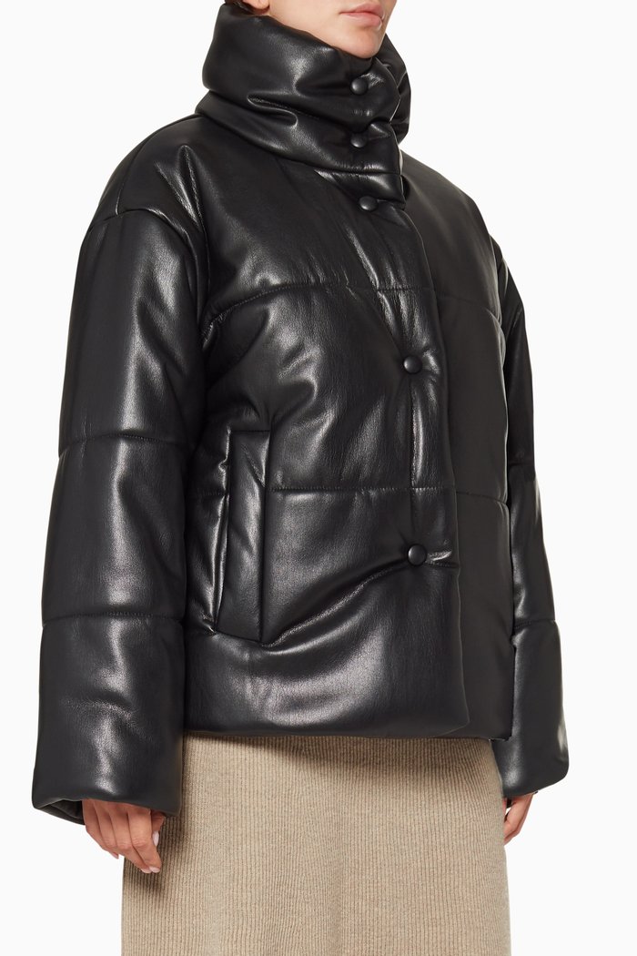 

Hide Vegan Leather Puffer Jacket, Black