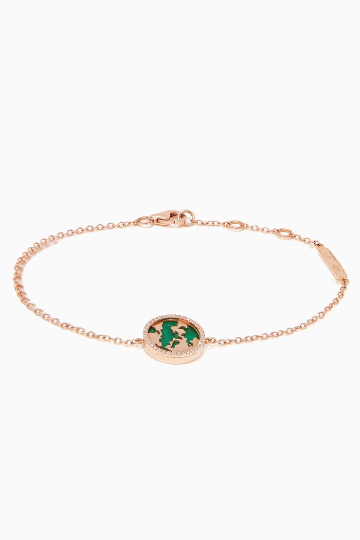 

Rose-Gold, Diamond & Malachite My World Bracelet