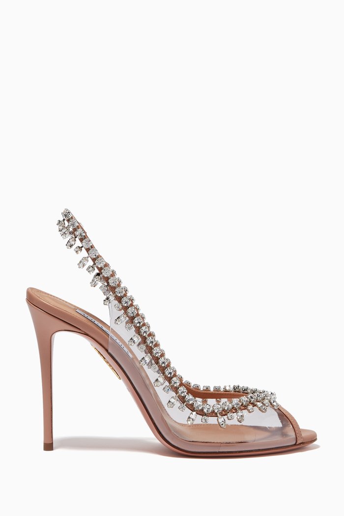 Temptation Crystal Sandals 105 in Leather, Pink
