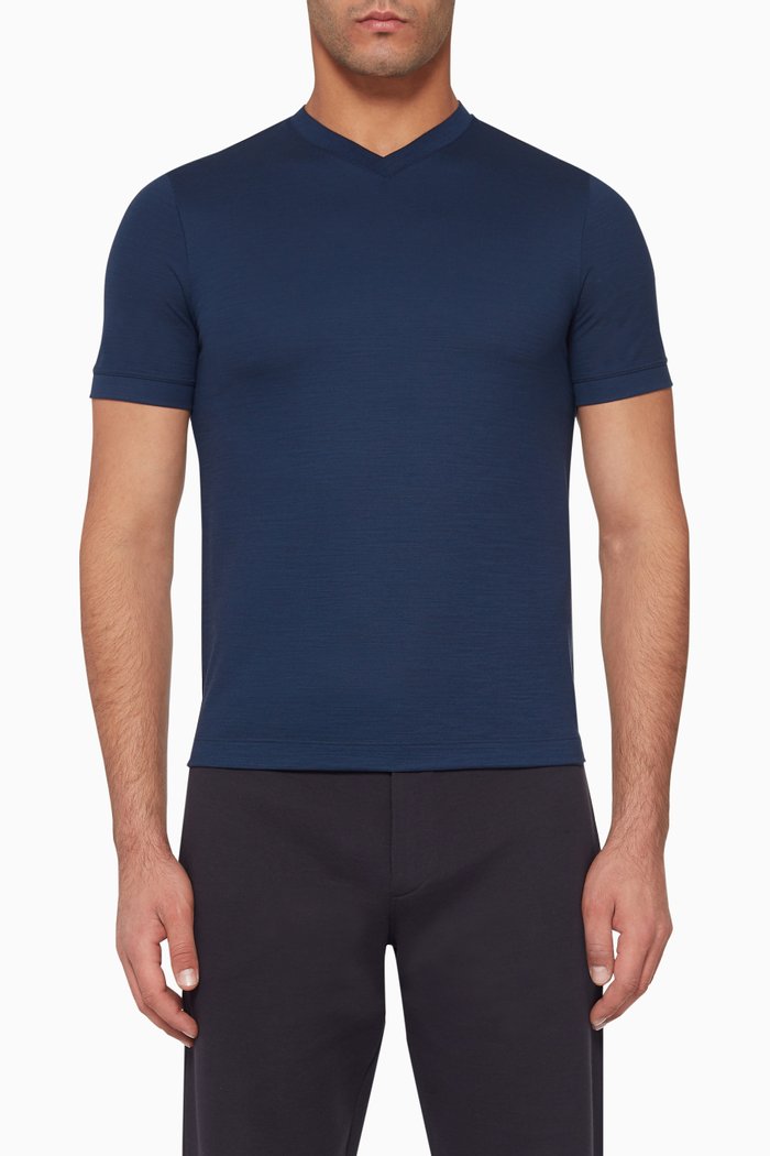 

Short-Sleeved Wool T-Shirt, Blue