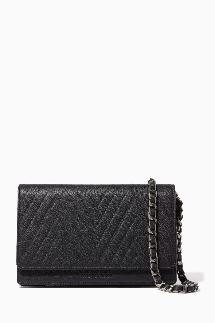 

Leather Wallet Shoulder Bag, Black