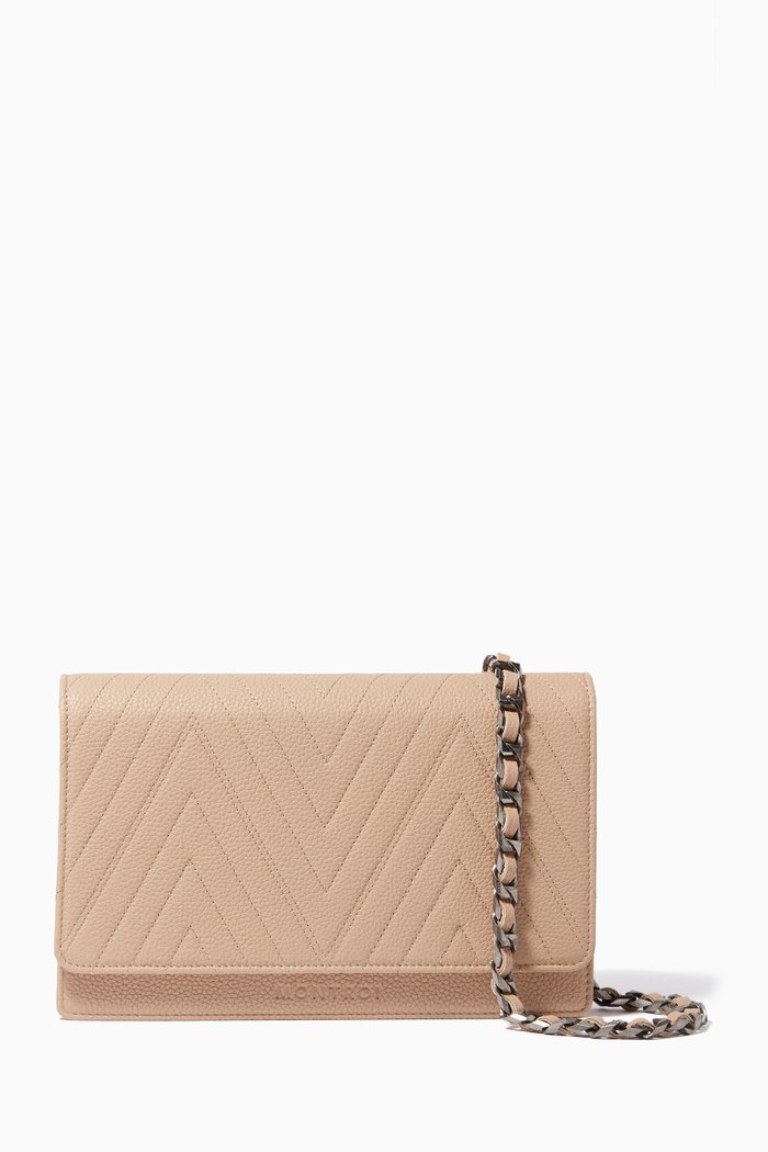

Leather Wallet Shoulder Bag, Neutral